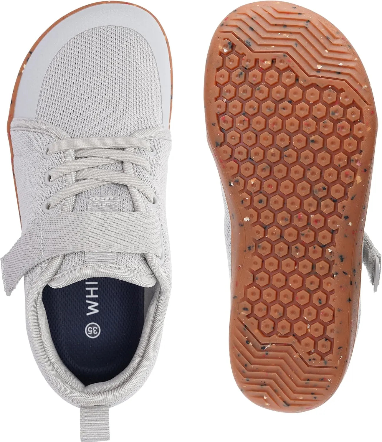 WHITIN Little/Big Kid Barefoot Shoes | Boys/Girls Lace-up Minimalist Sneakers | Wide Toe Box | Natural Flexible Fit