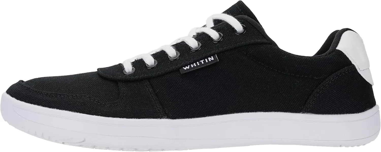 WHITIN Men's Wide Barefoot Shoes | Stylish Canvas Minimalist Sneakers | Zero Drop Sole
