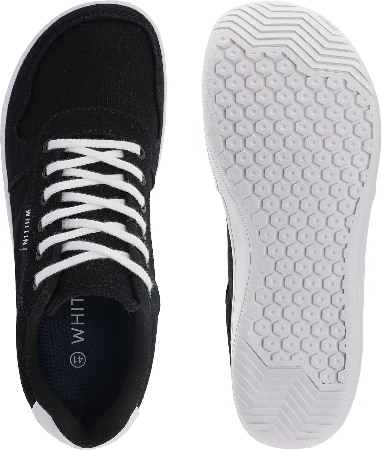 WHITIN Men's Wide Barefoot Shoes | Stylish Canvas Minimalist Sneakers | Zero Drop Sole