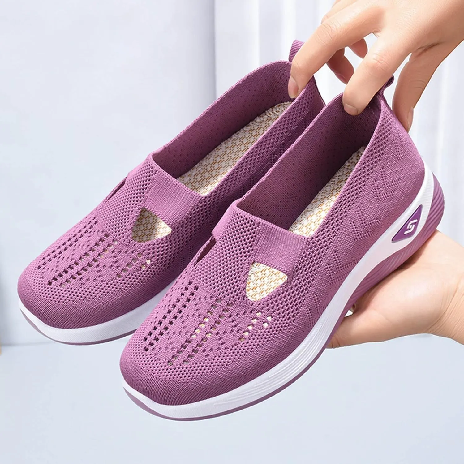 Women Footwear Orthopedic Sneakers Arch Support Walking Shoes Woven Breathable Running Shoes Sole Shoes Cloud Slide