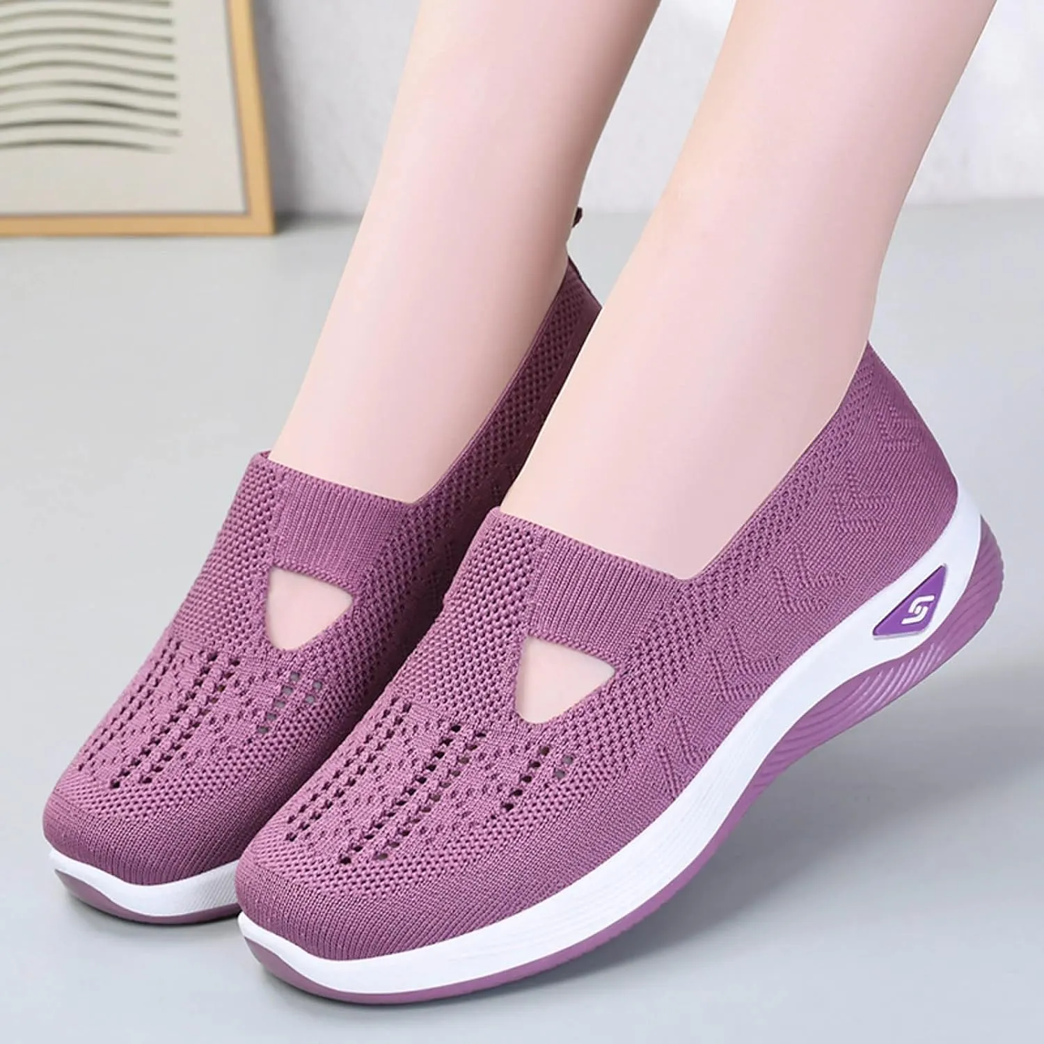 Women Footwear Orthopedic Sneakers Arch Support Walking Shoes Woven Breathable Running Shoes Sole Shoes Cloud Slide