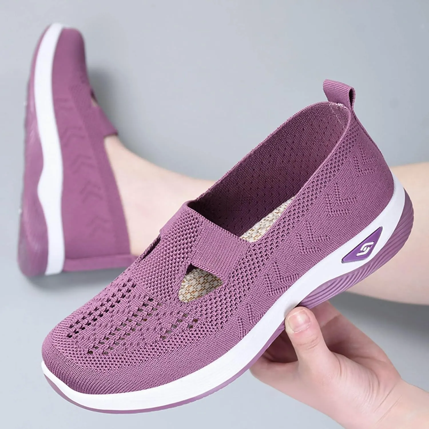 Women Footwear Orthopedic Sneakers Arch Support Walking Shoes Woven Breathable Running Shoes Sole Shoes Cloud Slide