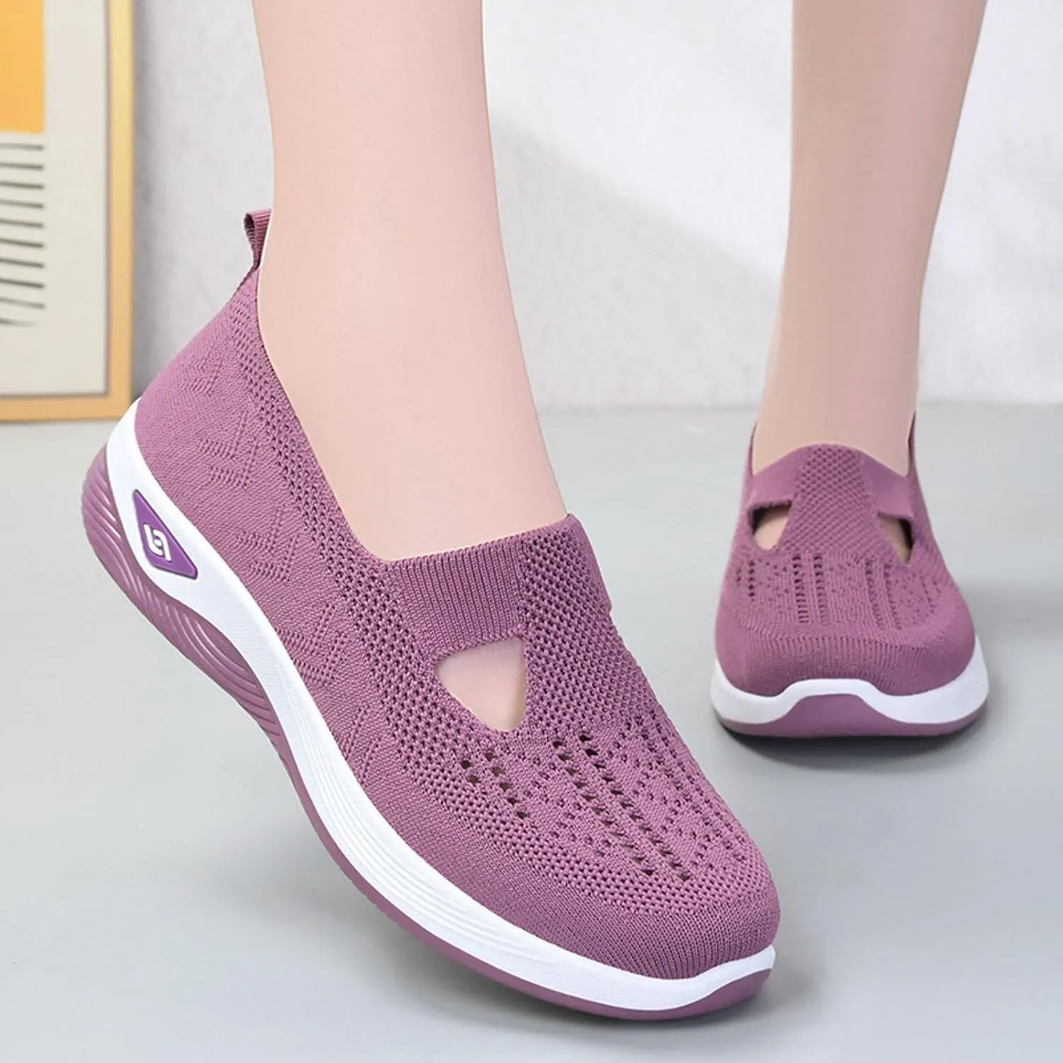 Women Footwear Orthopedic Sneakers Arch Support Walking Shoes Woven Breathable Running Shoes Sole Shoes Cloud Slide