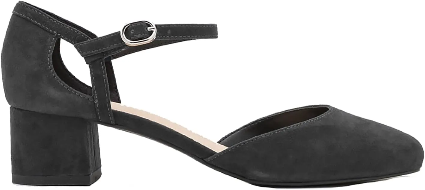 Women Low Chunky Heel Mary Jane Pumps Shoes Ankle Strap Closed Round Toe Sandals Heels Suede Mary Jane Pumps 2” Chunky Block Heels Dress Mary Janes Cut Out Office Wedding 4-11 M US