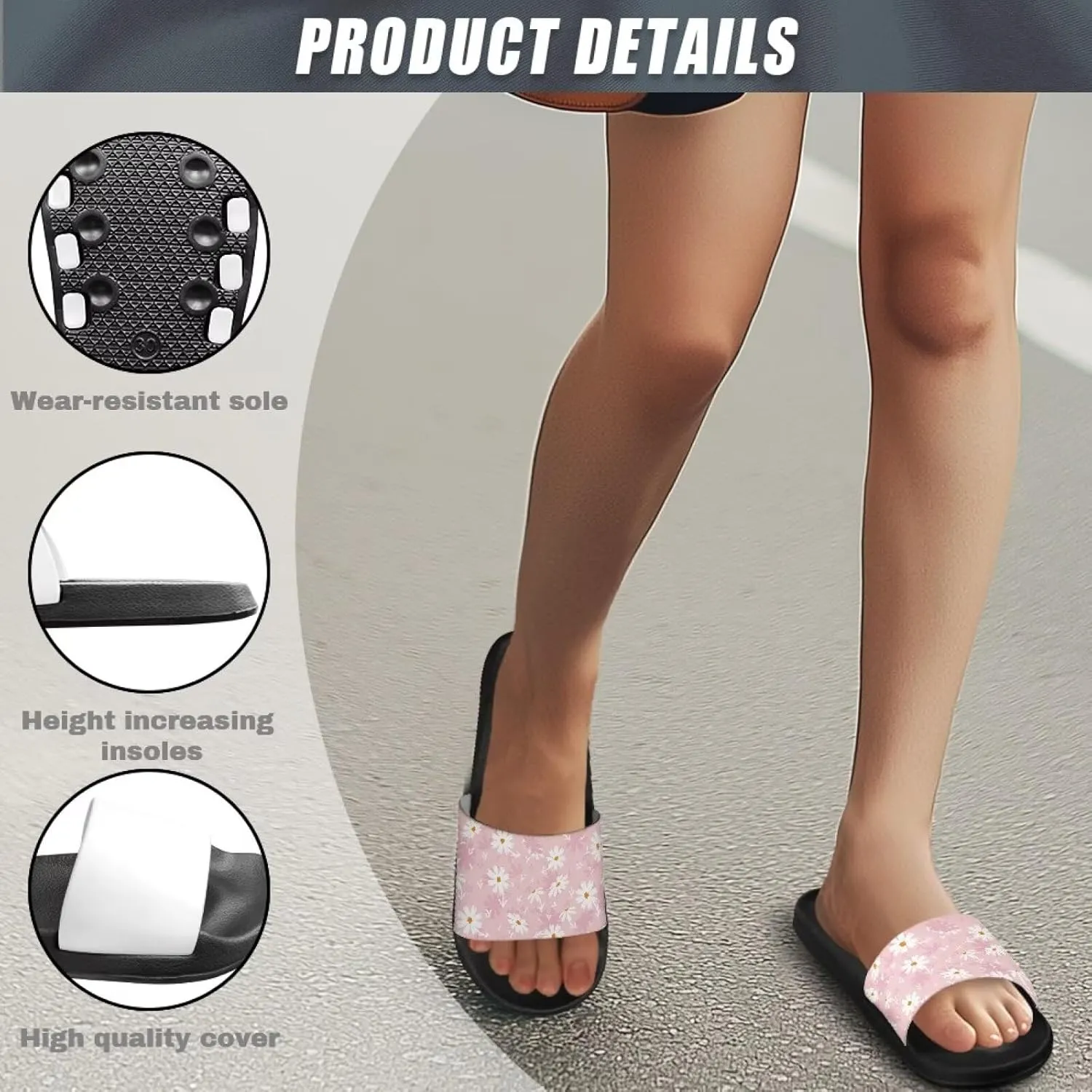 Women Slide Sandals Summer Beach Sandals Soft Lightweight Shower Shoes Casual Non Slip Slide Sandal Shower Shoes