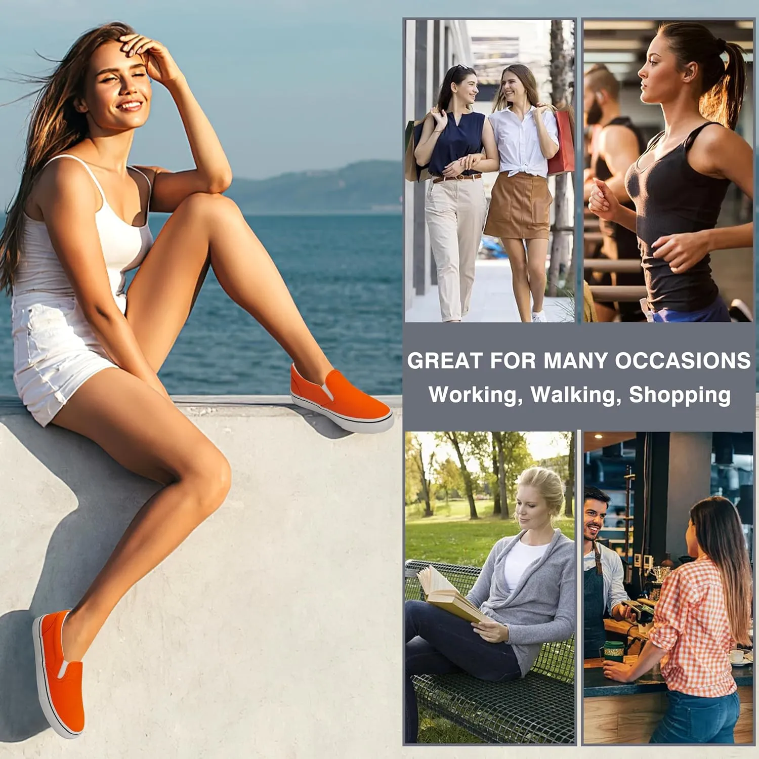 Women's Canvas Slip on Low Top Fashion Sneakers for Women Non Slip Loafer Shoes Classic Comfortable Flats Breathable Casual Shoes