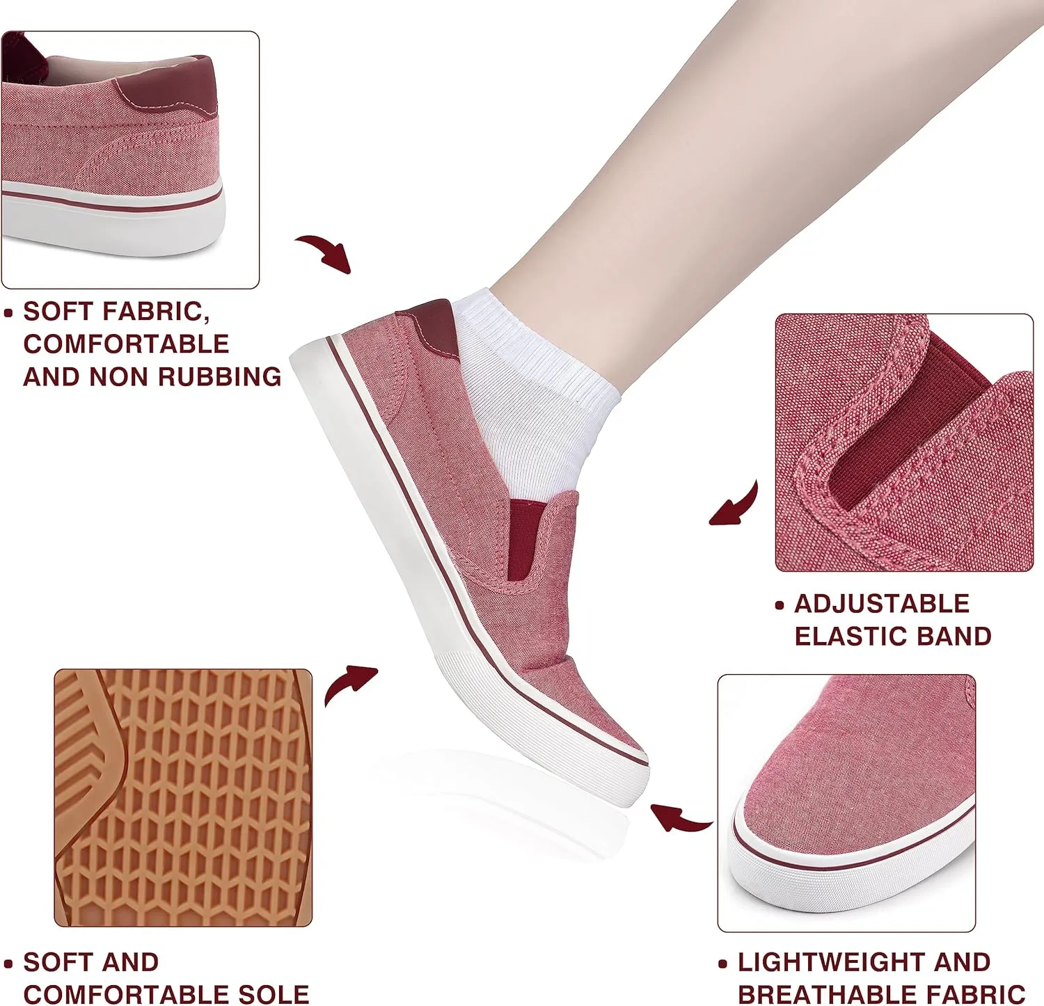 Women's Canvas Slip on Low Top Fashion Sneakers for Women Non Slip Loafer Shoes Classic Comfortable Flats Breathable Casual Shoes