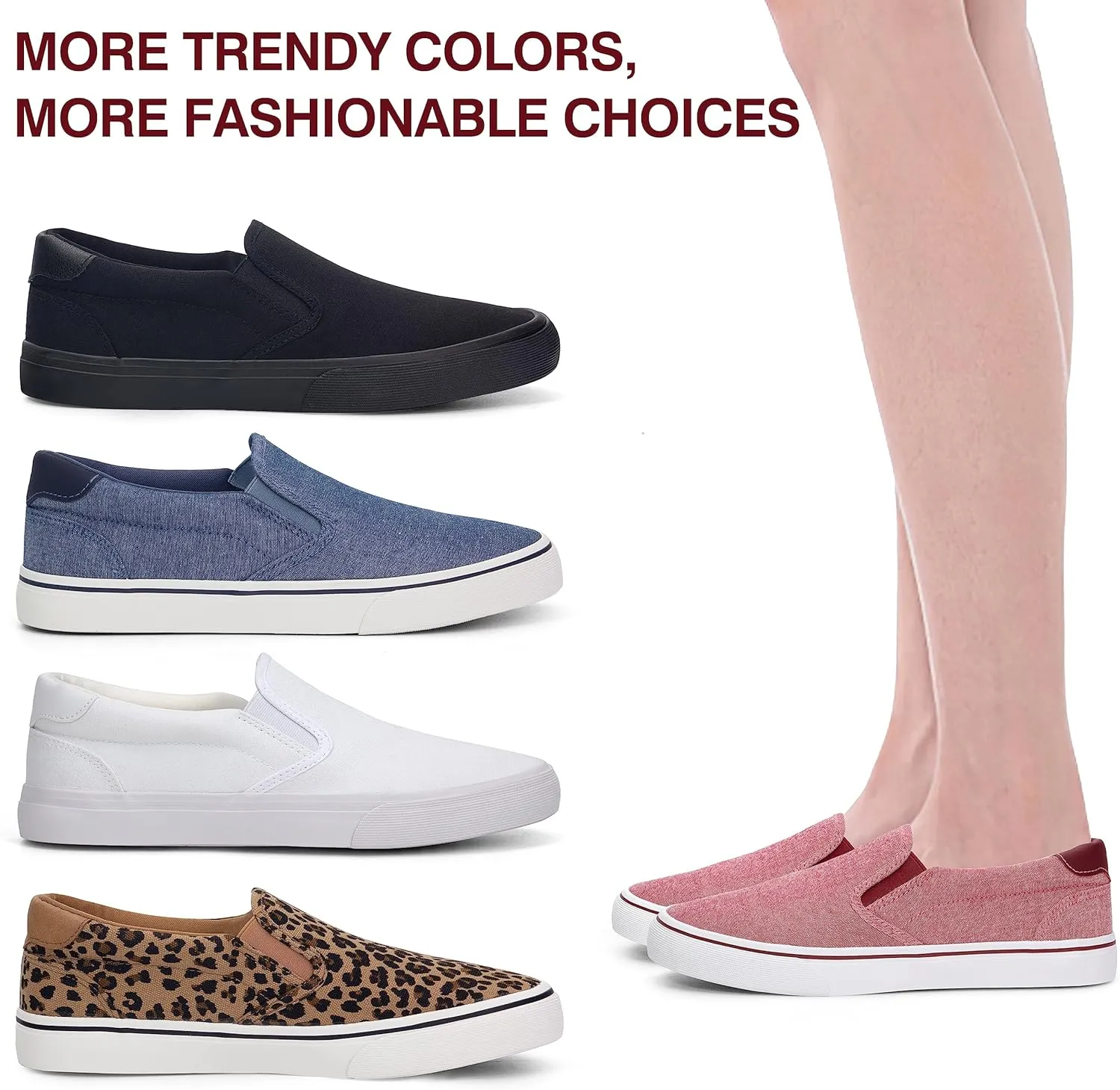 Women's Canvas Slip on Low Top Fashion Sneakers for Women Non Slip Loafer Shoes Classic Comfortable Flats Breathable Casual Shoes