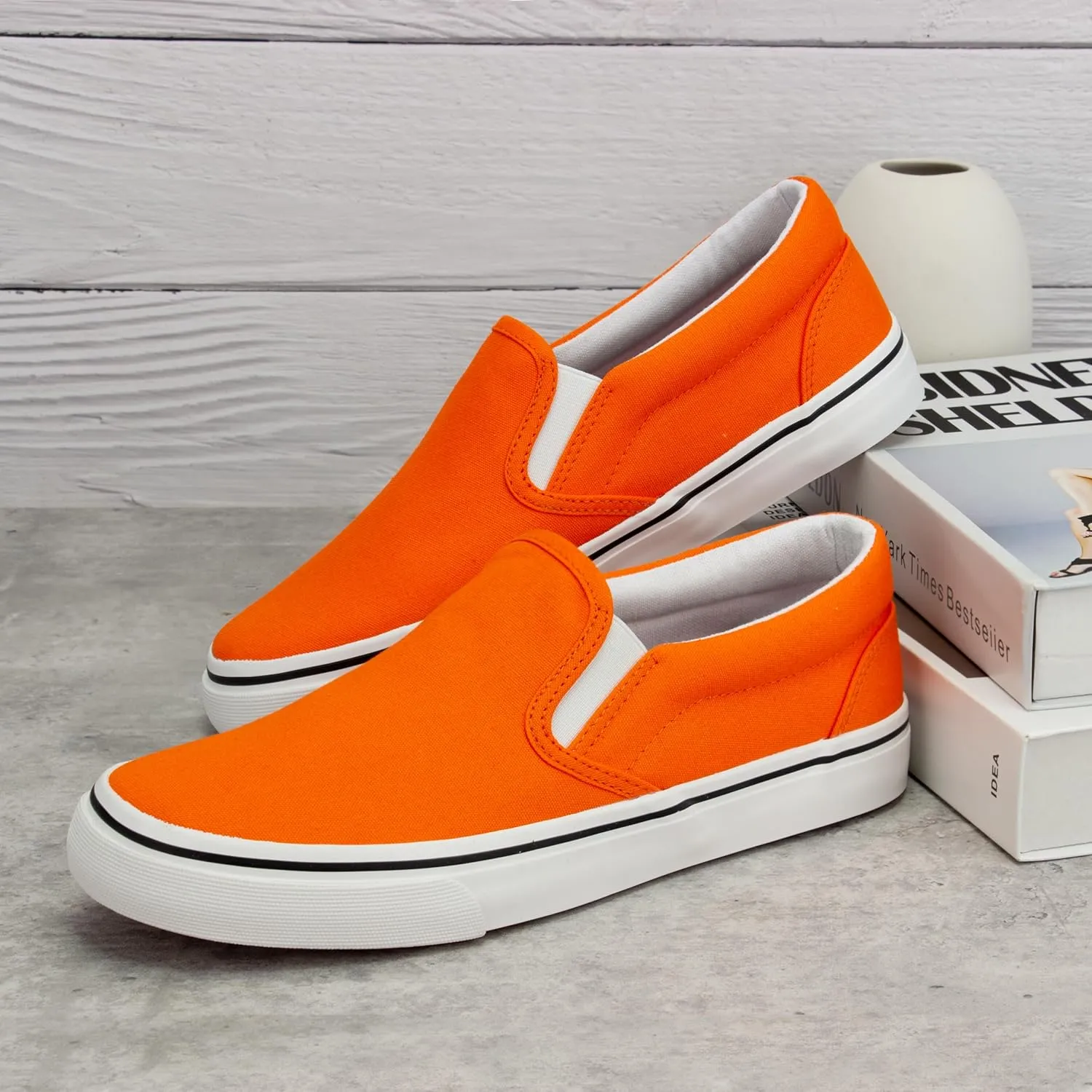 Women's Canvas Slip on Low Top Fashion Sneakers for Women Non Slip Loafer Shoes Classic Comfortable Flats Breathable Casual Shoes