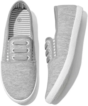 Women's Canvas Slip On Sneakers - Casual Walking Shoes, Non Slip Work Shoes