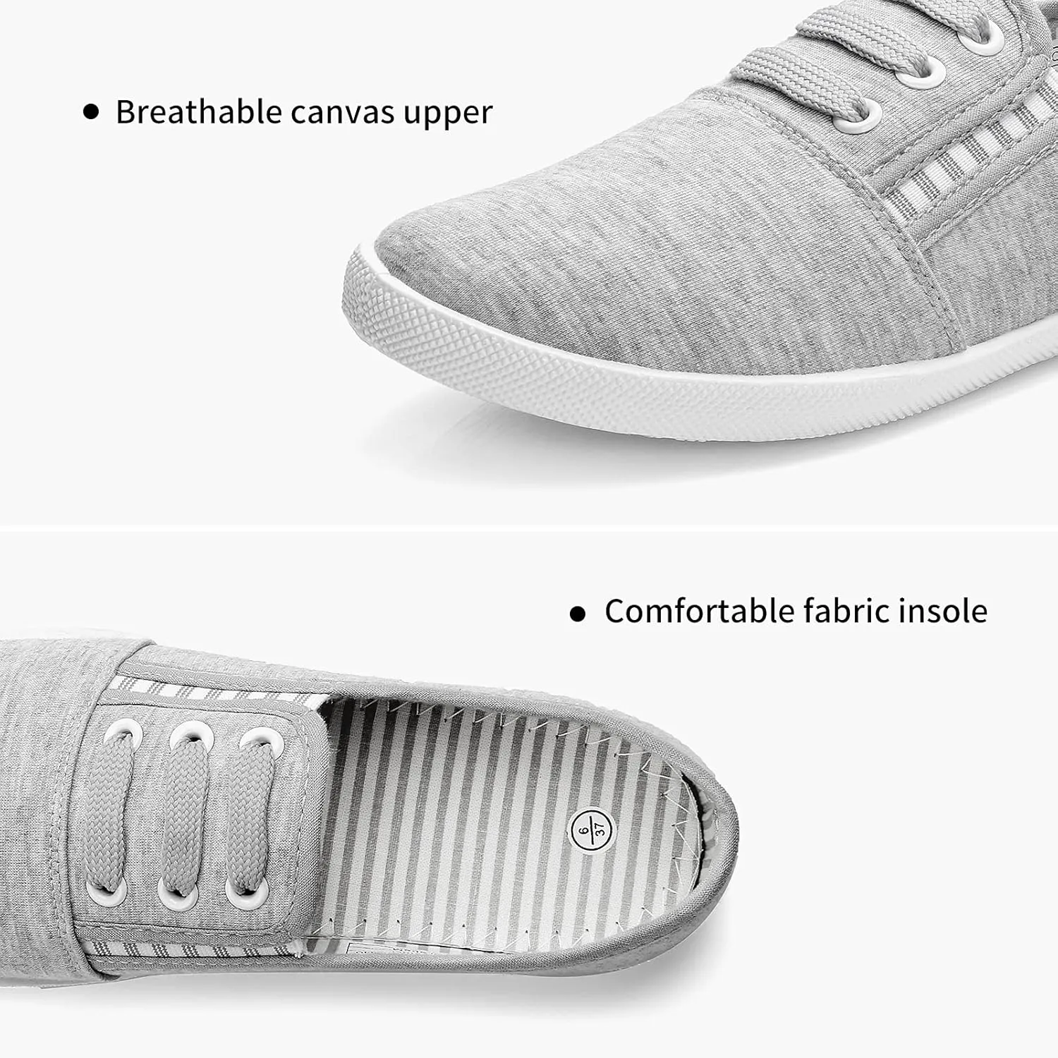Women's Canvas Slip On Sneakers - Casual Walking Shoes, Non Slip Work Shoes