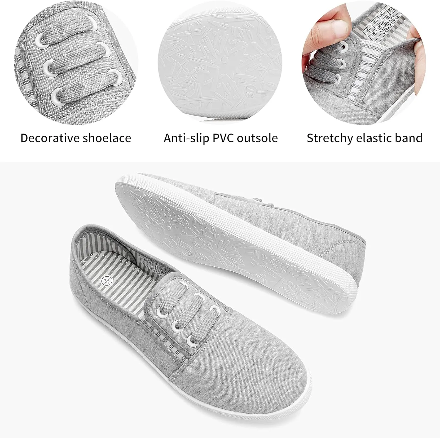 Women's Canvas Slip On Sneakers - Casual Walking Shoes, Non Slip Work Shoes