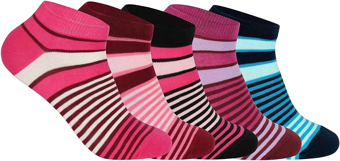 Womens Combed Cotton Sneaker Length Design Socks, Pack Of 5