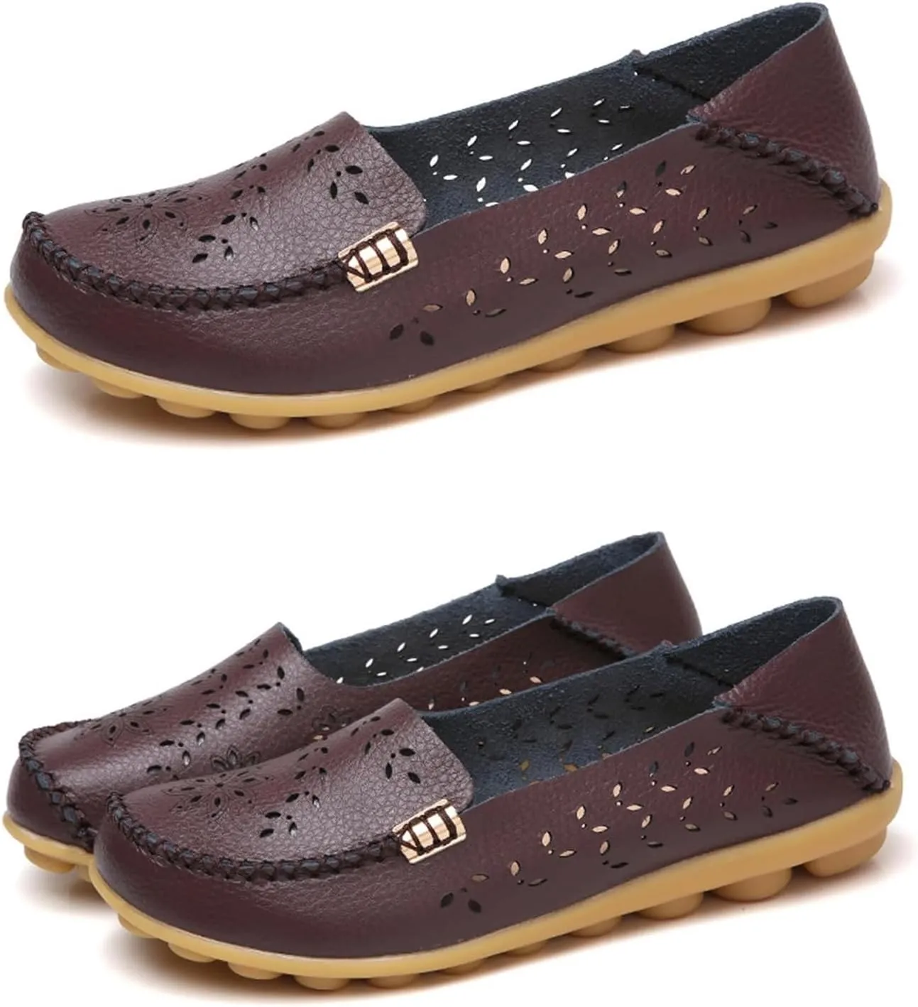 Womens Comfort Walking Cute Flat Loafer Ballet Flats Shoes Cute Penny Loafer Slip On Walking Driving Shoes with Diamond Eyelets