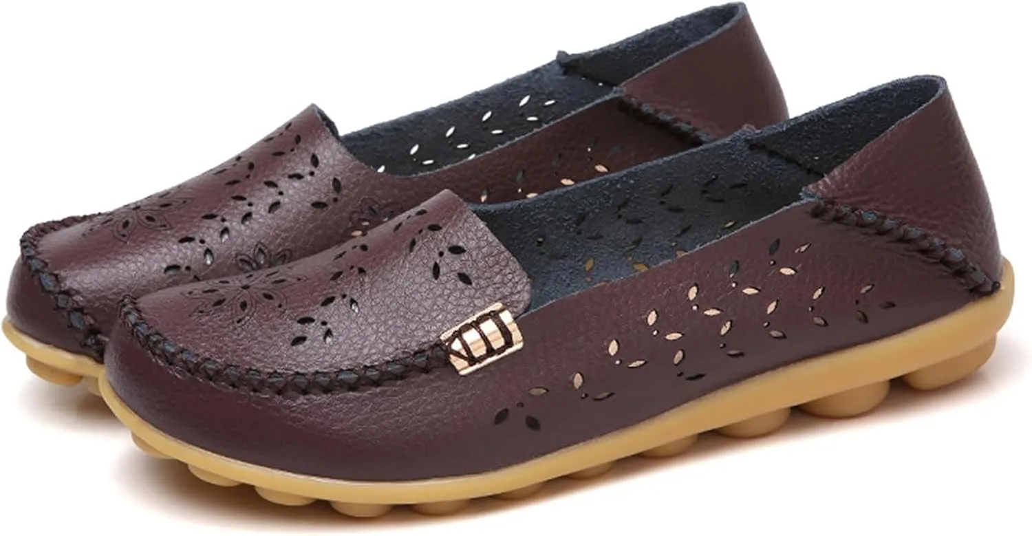 Womens Comfort Walking Cute Flat Loafer Ballet Flats Shoes Cute Penny Loafer Slip On Walking Driving Shoes with Diamond Eyelets