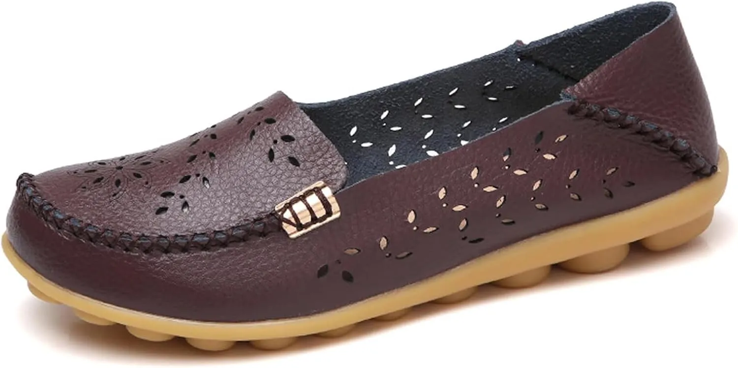 Womens Comfort Walking Cute Flat Loafer Ballet Flats Shoes Cute Penny Loafer Slip On Walking Driving Shoes with Diamond Eyelets