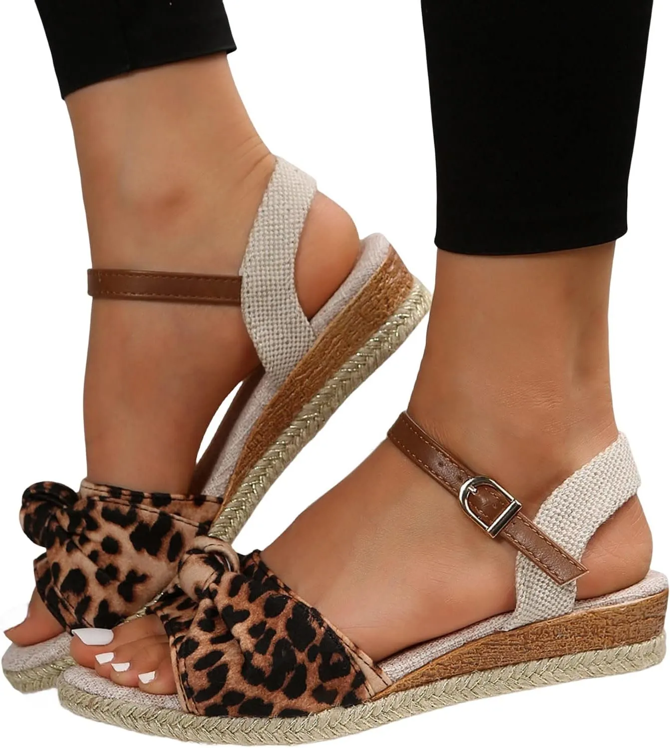 Womens Comfortable Sandals Summer Orthopedic Slides Wedge Platform Sandals Fashion Open Toe Strappy Ankle Strap Metal Buckle Shoes Slingback Casual Summer Beach Sandal