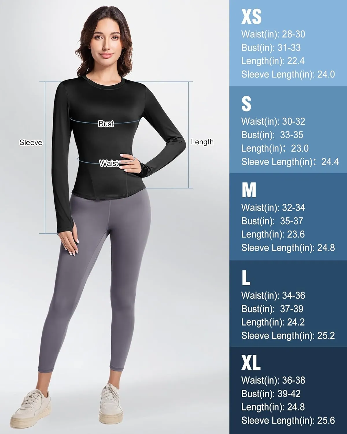Women's Compression Shirt Long Sleeve Athletic Workout Tops Sun Protection Undershirt for Gym Yoga Running