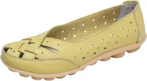 Women's Driving Loafers in Breathable Non Slip Flat Sandals Fashion Cutout Elegant Cute Walking Shoes Ladies Round Toe Dressy Casual Lightweight Outdoor Shoes
