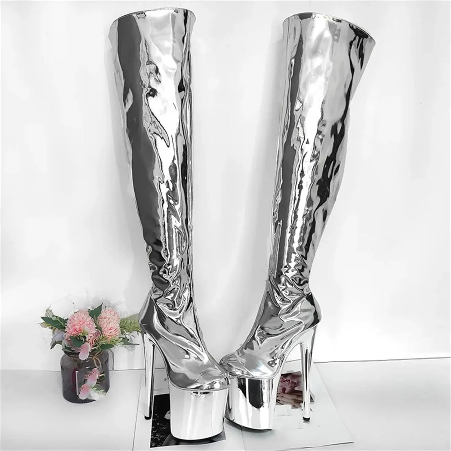 Women’S Electroplated Sole Over-The-Knee Boots High Heel Nightclub Shoes