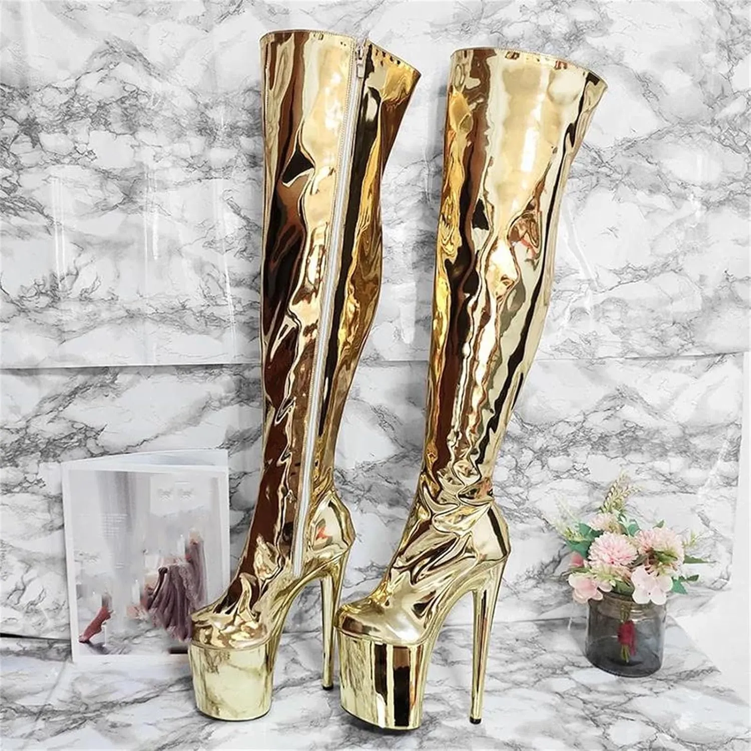 Women’S Electroplated Sole Over-The-Knee Boots High Heel Nightclub Shoes