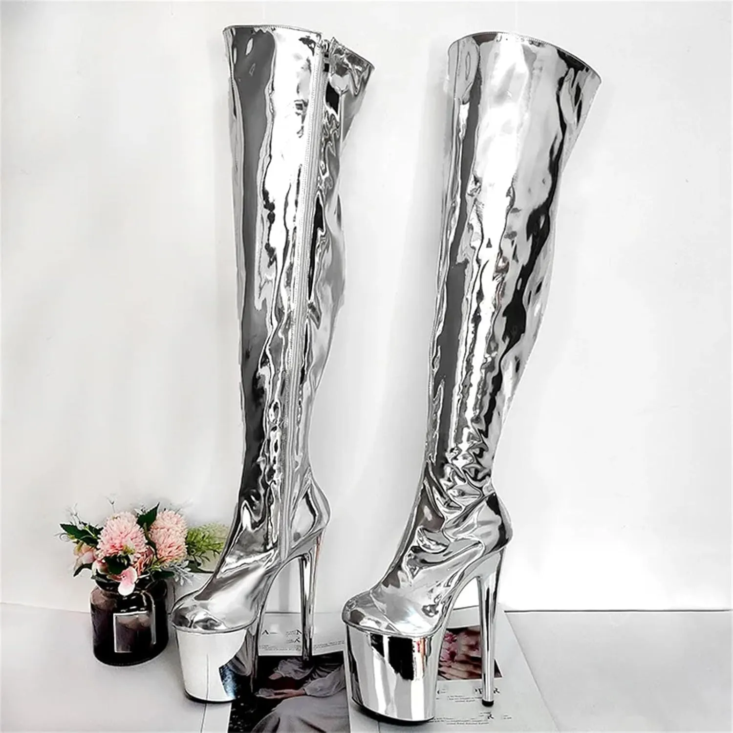 Women’S Electroplated Sole Over-The-Knee Boots High Heel Nightclub Shoes