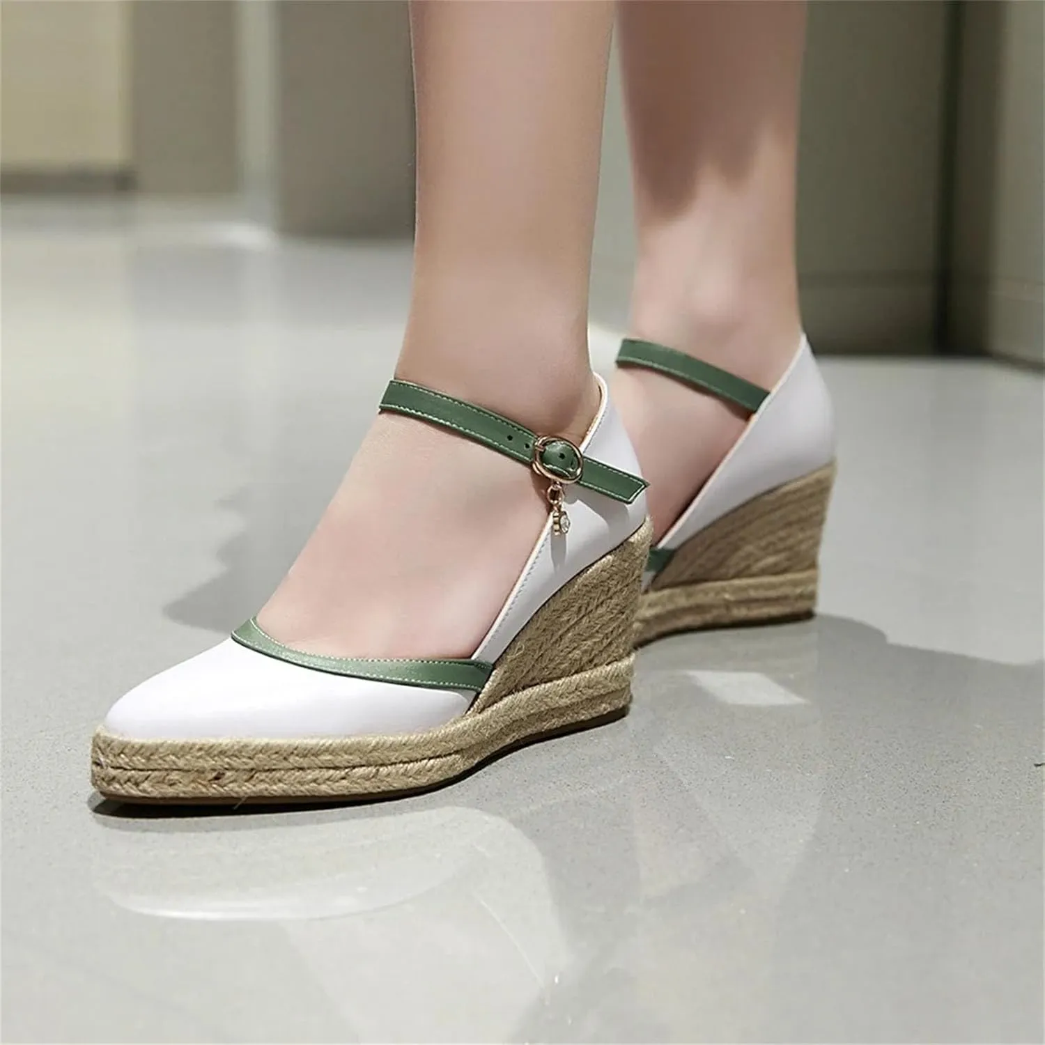 Women's Espadrille Wedge Sandals - Ankle Strap Platform, Summer Weaving High Heels