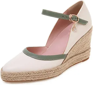 Women's Espadrille Wedge Sandals - Ankle Strap Platform, Summer Weaving High Heels