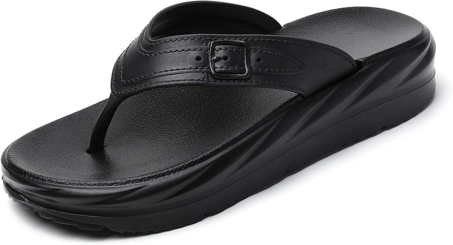 Women’s Flip Flops Arch Support Mid Platform Sandals Wedge Flip Flop Thong Slippers Chunky Slide Sandals