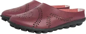 Womens Hollow Out Breathable Mule Sandals Casual Comfortable Closed Toe Sandals Flats Softsole Lightweight Leather Loafer Slippers