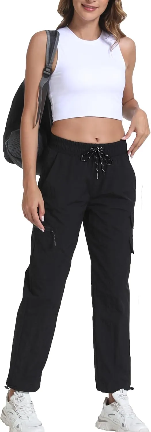 Women's Joggers with Pockets, Hiking Cargo Water Resistant Lightweight Pants for Women Workout Athletic Travel Camping