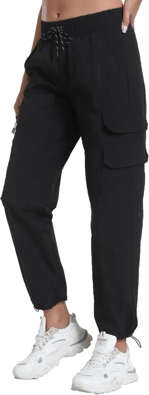 Women's Joggers with Pockets, Hiking Cargo Water Resistant Lightweight Pants for Women Workout Athletic Travel Camping
