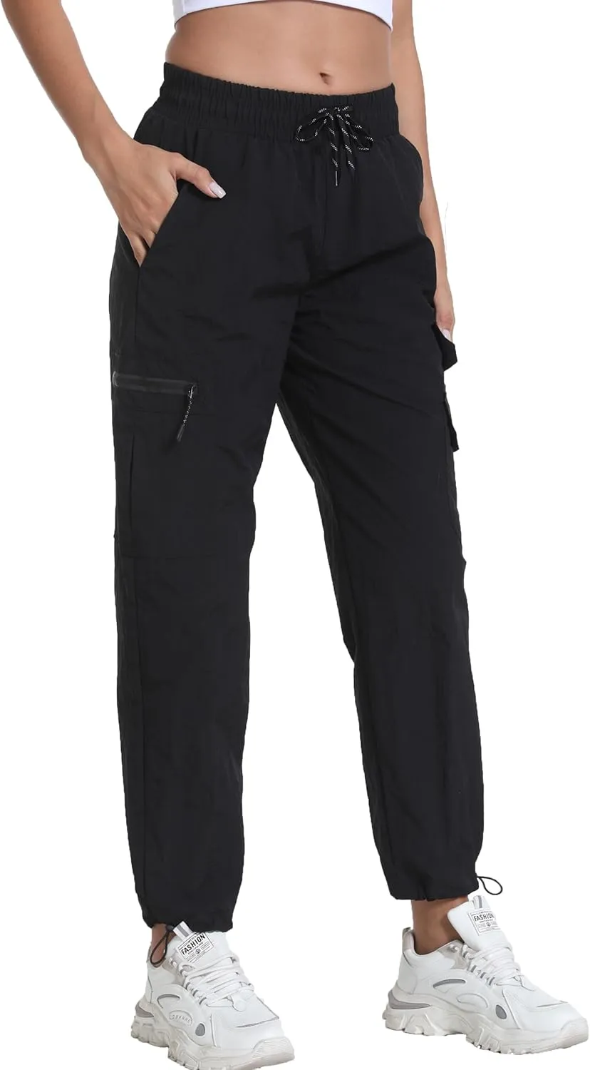 Women's Joggers with Pockets, Hiking Cargo Water Resistant Lightweight Pants for Women Workout Athletic Travel Camping