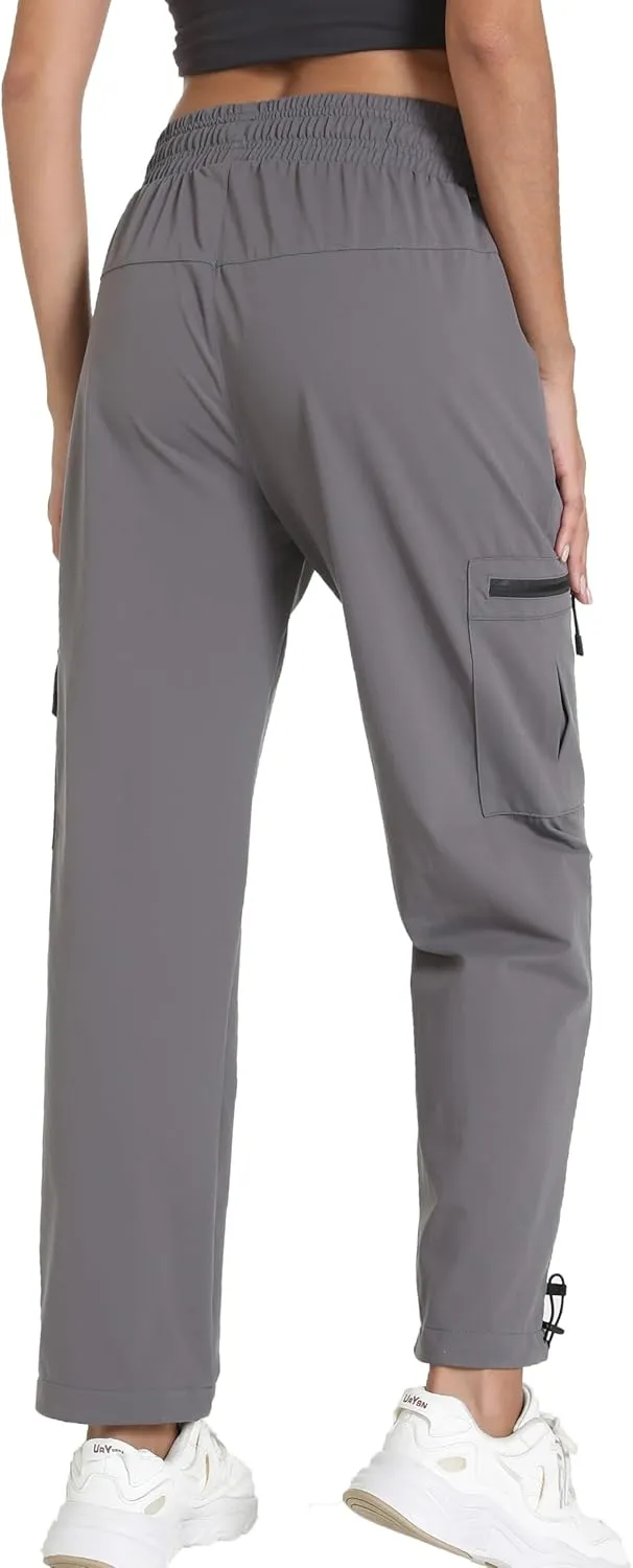 Women's Joggers with Pockets, Hiking Cargo Water Resistant Lightweight Pants for Women Workout Athletic Travel Camping