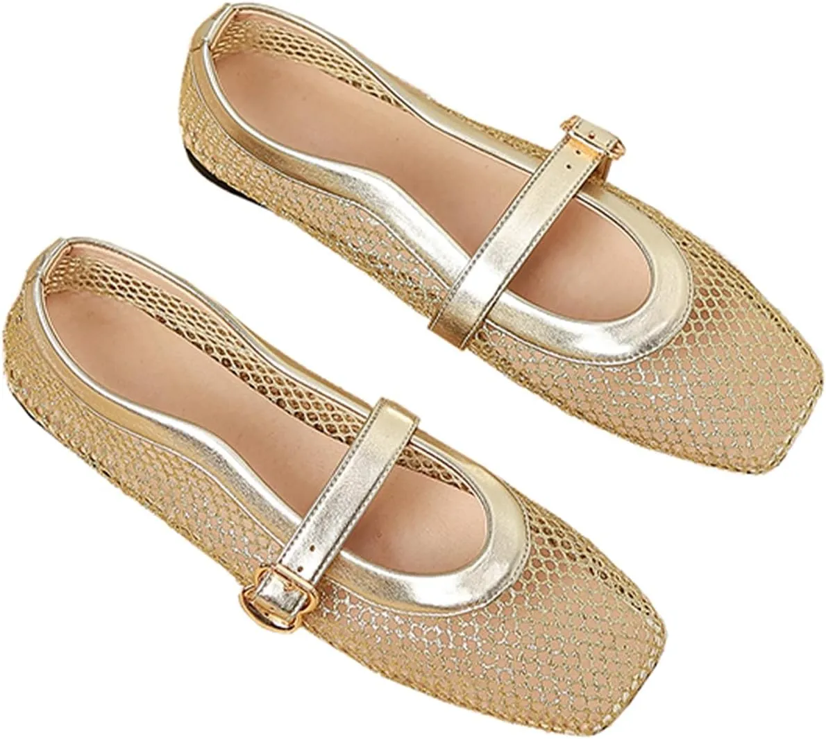 Womens Mesh Ballet Flats Fishnet Comfortable Mary Jane Flat Shoes Dressy Casual Ballerina Walking Flat Shoes