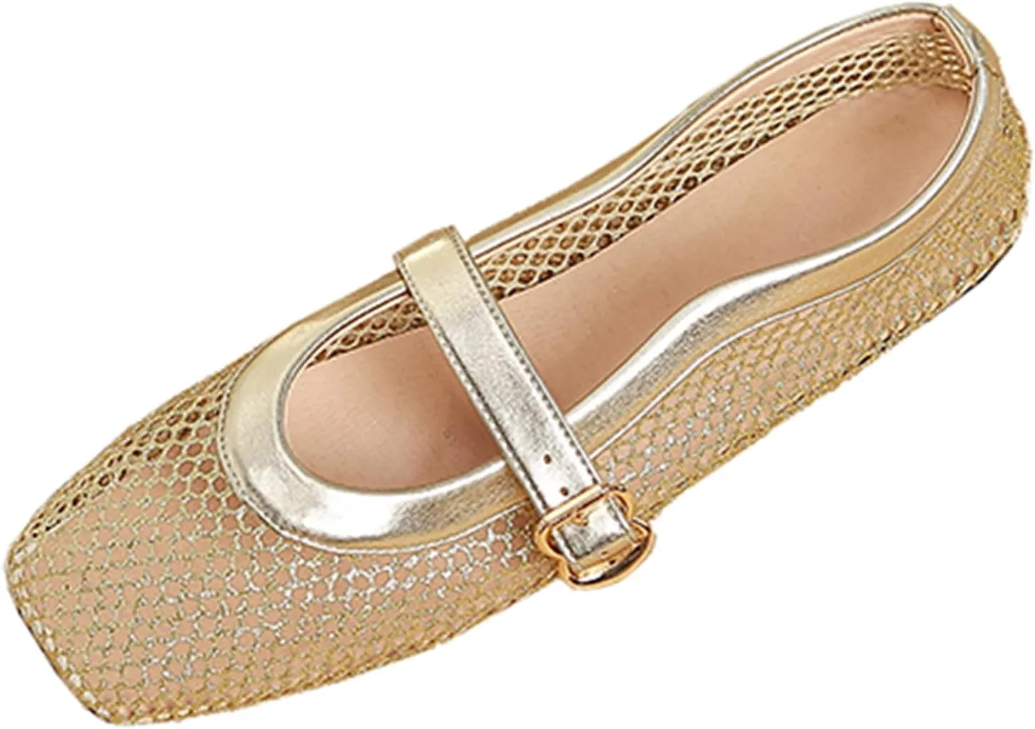 Womens Mesh Ballet Flats Fishnet Comfortable Mary Jane Flat Shoes Dressy Casual Ballerina Walking Flat Shoes