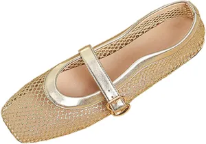 Womens Mesh Ballet Flats Fishnet Comfortable Mary Jane Flat Shoes Dressy Casual Ballerina Walking Flat Shoes