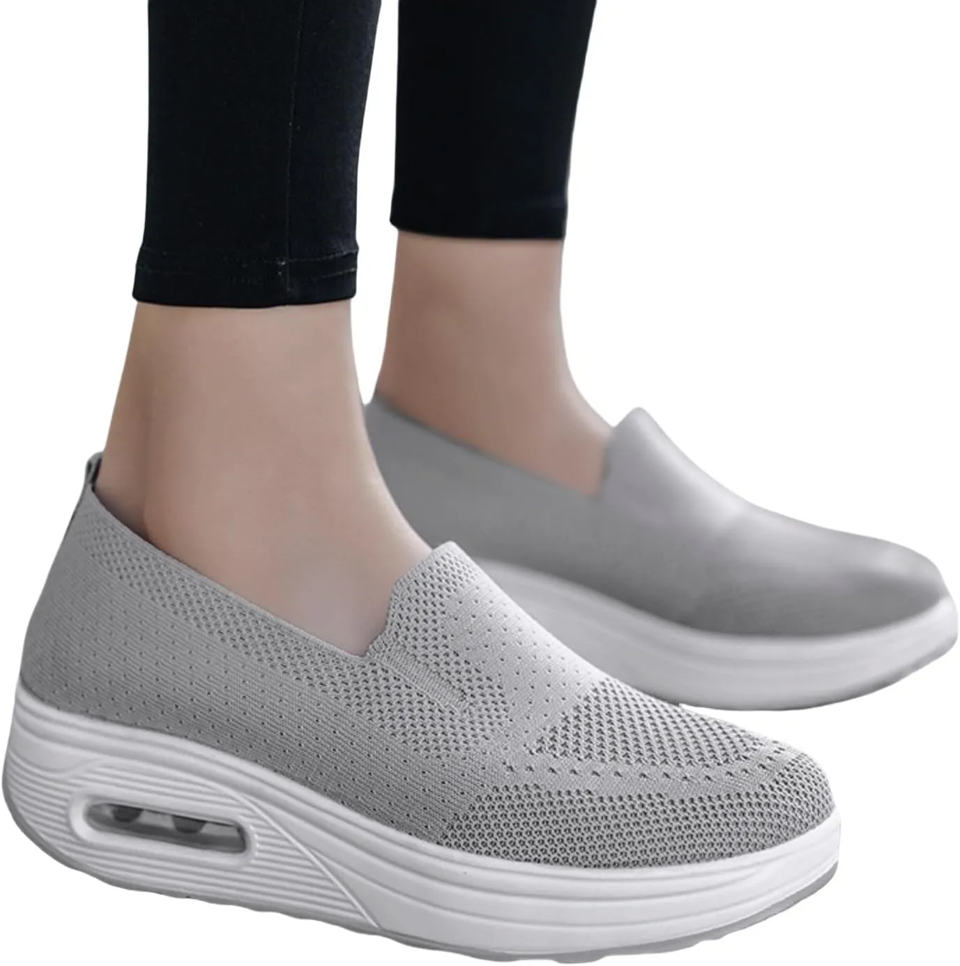Women's Orthopedic Sneakers Diabetic Casual Walking Wide Shoes Air Cushion Slip on Shoe Breathable Jogging Running Tennis Shoes Mesh Arch Support Lightweight Soft Sneakers