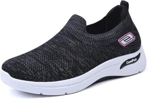 Womens Orthopedic Sneakers Slip On Arch Support Walking Shoes Comfortable Soft Sole Non Slip Low Top Tennis Shoes Mesh Breathable Lightweight Casual Sneakers