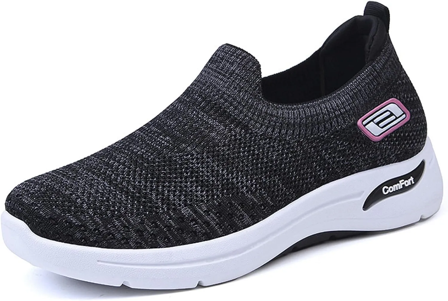 Womens Orthopedic Sneakers Slip On Arch Support Walking Shoes Comfortable Soft Sole Non Slip Low Top Tennis Shoes Mesh Breathable Lightweight Casual Sneakers