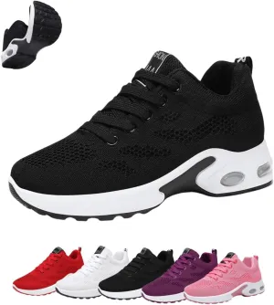 Womens Orthopedic Sneakers,Breathable Knit Mesh Casual Air Cushion Shoes,Platform Non Slip Running Shoes with Arch Support