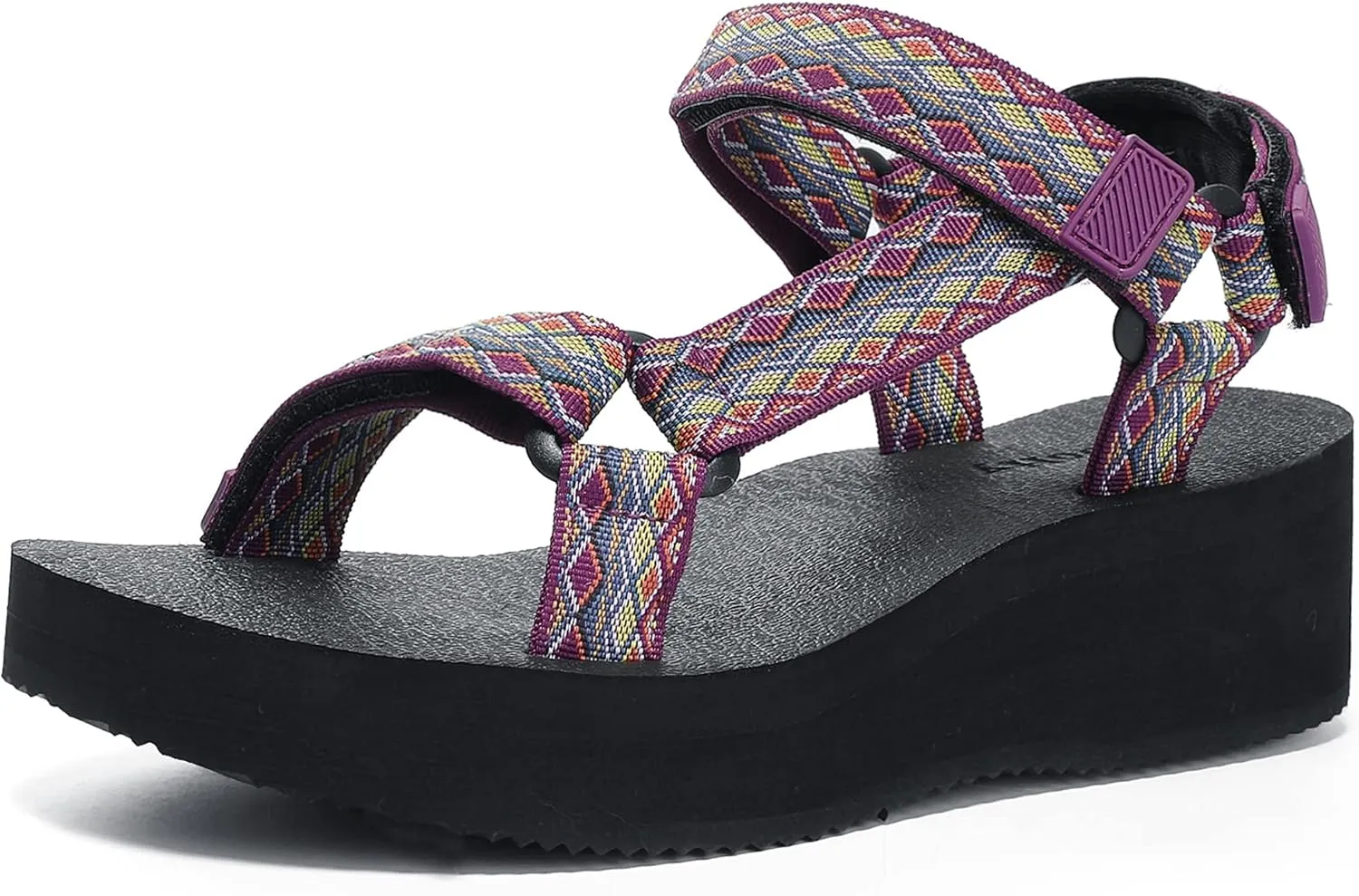 Women's Platform Sandals Casual Wedge Adjustable Velcro Arch Support Yoga Mat Heeled Flatform Sandals Shoes
