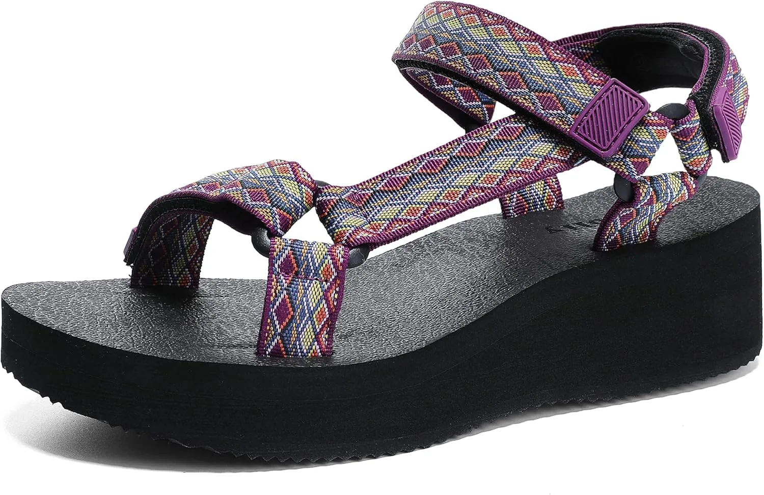 Women's Platform Sandals Casual Wedge Adjustable Velcro Arch Support Yoga Mat Heeled Flatform Sandals Shoes