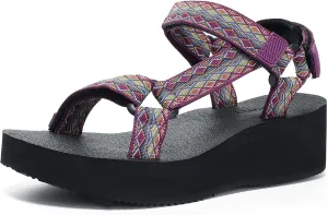 Women's Platform Sandals Casual Wedge Adjustable Velcro Arch Support Yoga Mat Heeled Flatform Sandals Shoes