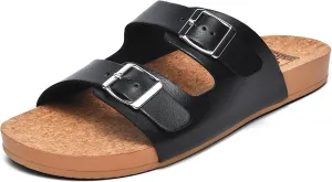 Womens Sandals Arch Support Beach Slides for Women Orthotic Summer Causal Cork Footbed Adjustable Lightweight Comfortable Slip on Cushion Cute 2 Strap Flat sandalias de mujer