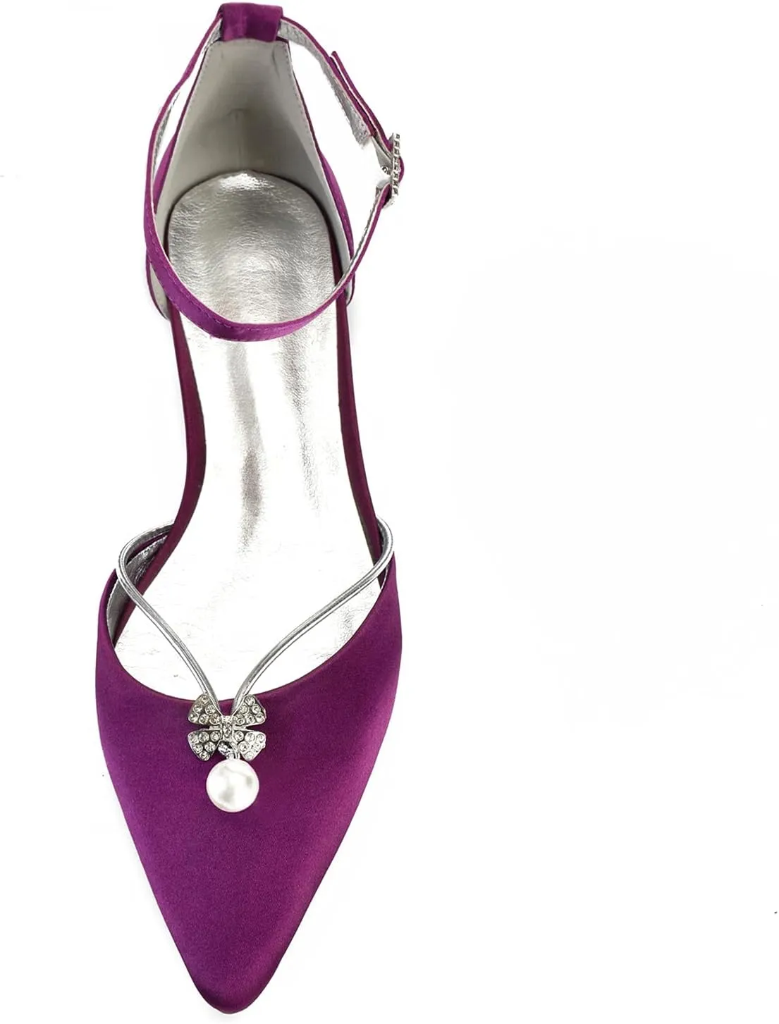 Womens Sandals Pointed Toe Pearl Satin Ballet Elegant Ankle Strap Flats Bridal Bridesmaid Wedding Prom Shoes