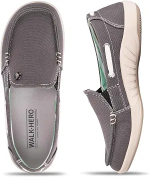 Womens Slip On Shoes - Casual Boat Loafers Shoes for Women with Arch Support - Plantar Fasciitis Canvas Sneakers for Daily Walking