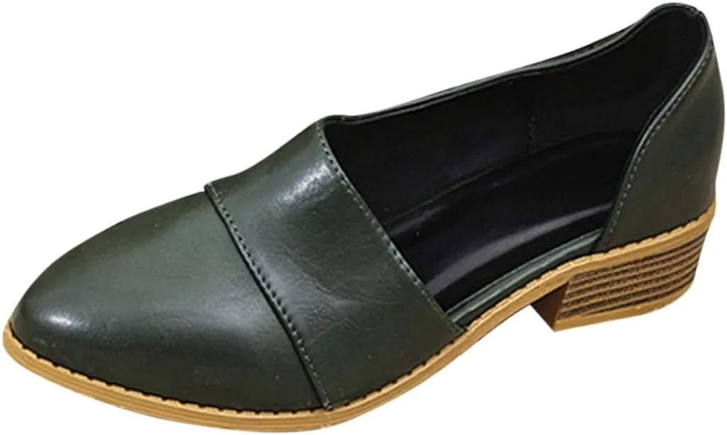 Women's Summer Boots 2025 Fashion Side Cut Out Flat Loafer Pointed Toe Chunky Block Low Heel Western Ankle Booties
