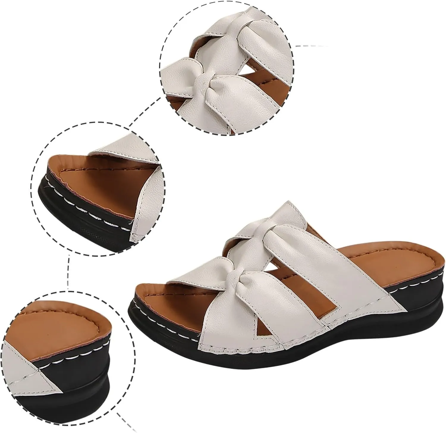 Women's Summer Fashion Open Toe Bowknot Sandal Slippers Casual Lightweight Comfortable Outdoor Slippers Women Booties