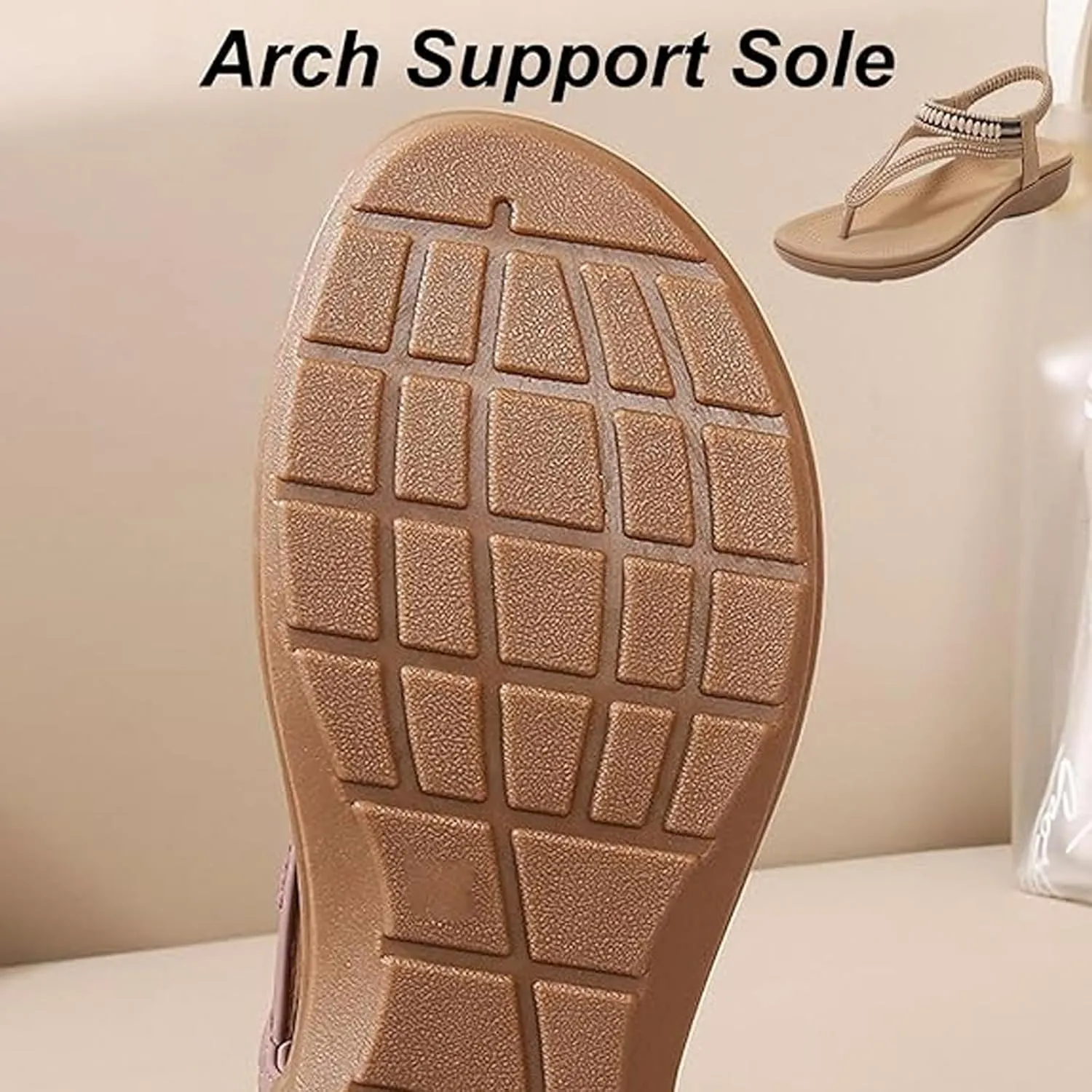 Women's T-Strap Flat Sandals with Sparkling Rhinestones,Comfortable Arch Support,Summer Sandals for Women